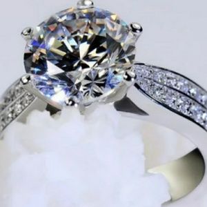 Platinum Plated 4.5ct. Round Cut Ring Size 6